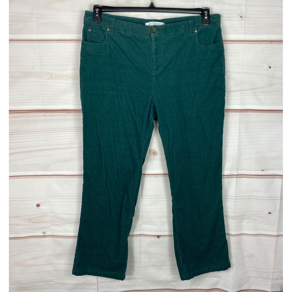 Erin London Pants Womens 16 Green Bootcut Corduroy Stretch High Rise Pockets